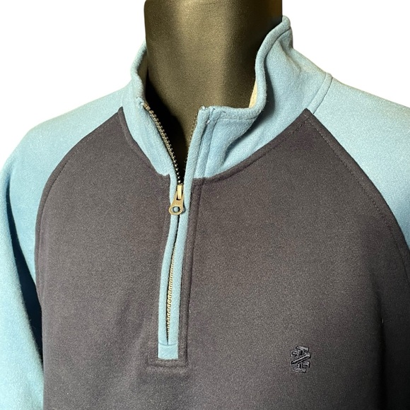 IZOD Quarter Zip Sweatshirt Sueded Fleece Raglan Sleeves Blue Size Large - Picture 3 of 13